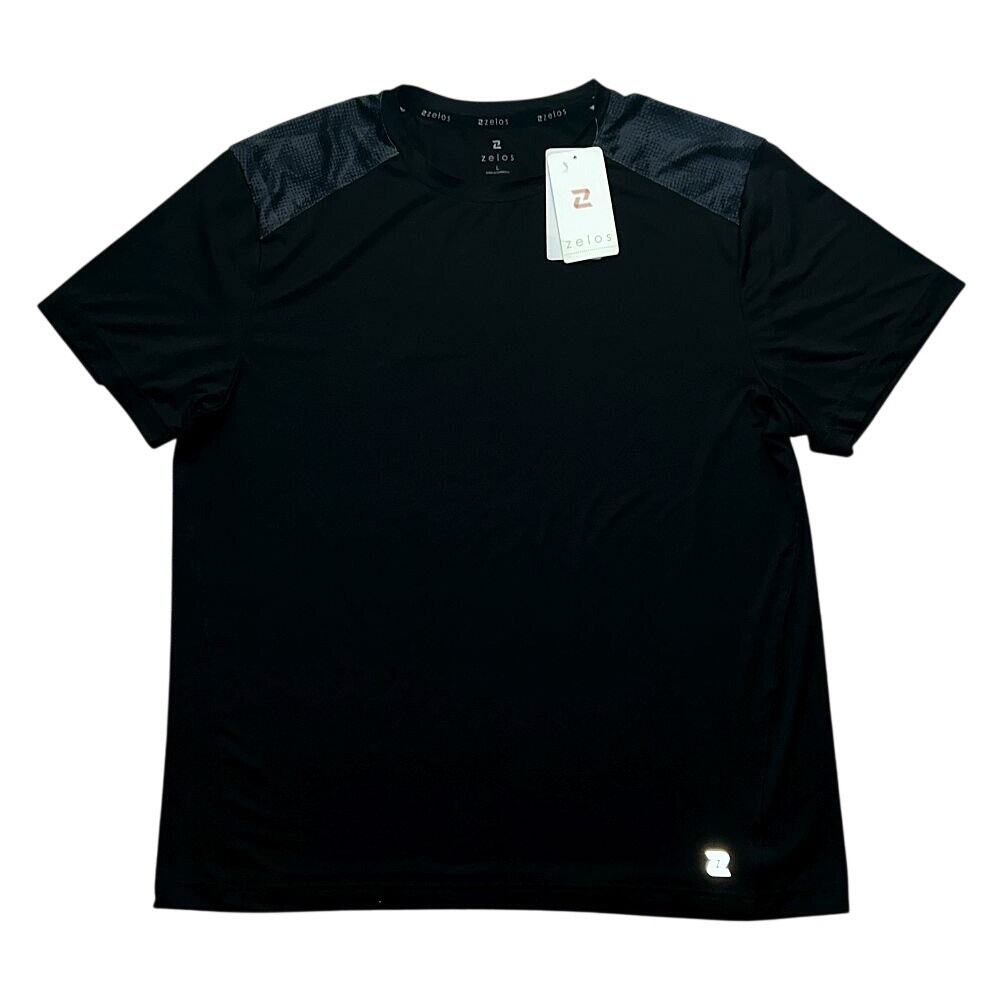 NWT ZELOS Black Short-Sleeve Athletic Performance T-Shirt Man's Large